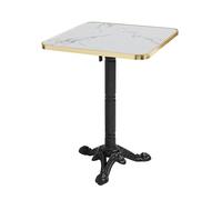 Oviala - Mesa cuadrada (60 cm, reclinable, bandeja de mármol, color blanco y dorado y pie