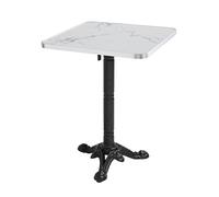 Oviala - Mesa cuadrada (60 cm, reclinable, bandeja de mármol, color blanco y plateado y pie