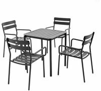 Oviala Mesa cuadrada de terraza (70 x 70cm) y 4 sillones negros
