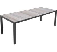 Oviala Mesa de aluminio y cerámica para 10 personas con efecto de madera