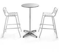 Oviala Mesa de bar de aluminio y 2 taburetes