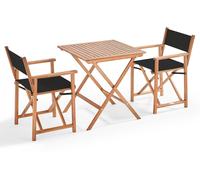 Oviala Mesa de bistro plegable + 2 sillas de eucalipto