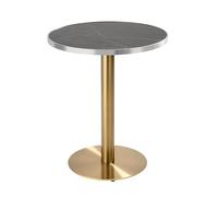Oviala - Mesa de comedor redonda, 60 cm, bandeja de mármol, color negro y plateado y pie dorado