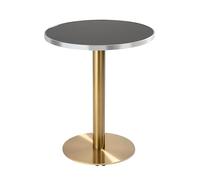 Oviala - Mesa de comedor redonda, 60 cm, bandeja negra/plata y pie dorado