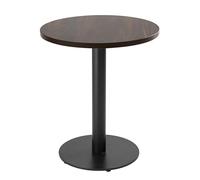 Oviala - Mesa de comedor redonda (60 cm, pie negro y revestimiento de madera oscura)