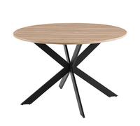 Oviala - Mesa de comedor redonda de MDF y aluminio, color negro y madera