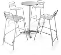 Oviala Mesa de jardín alta de aluminio y 4 sillas altas