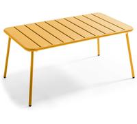 Oviala Mesa de jardín de acero amarillo 90 x 50 cm