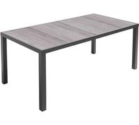 Oviala Mesa de jardín de aluminio y cerámica con efecto de madera grisácea