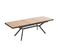 Oviala Mesa de jardín extensible 187/250 cm de aluminio y efecto madera