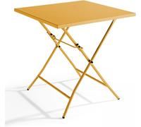 Oviala Mesa de jardín plegable cuadrada de acero amarillo