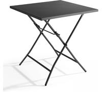 Oviala Mesa de jardín plegable cuadrada de acero gris