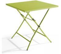 Oviala Mesa de jardín plegable cuadrada de acero verde