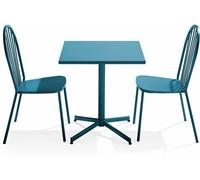 Oviala Mesa de jardín plegable y conjunto de 2 sillas de bistró azul pacífico