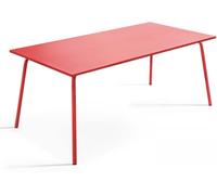 Oviala Mesa de jardín rectangular de metal rojo