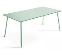 Oviala Mesa de jardín rectangular de metal verde salvia 180 cm