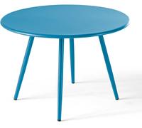 Oviala Mesa de jardín redonda de metal azul pacífico 40 cm