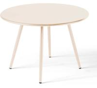 Oviala Mesa de jardín redonda de metal marfil de 40 cm