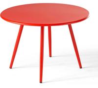 Oviala Mesa de jardín redonda de metal rojo 40 cm