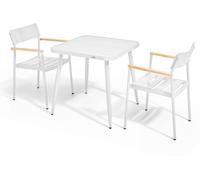 Oviala Mesa de jardín y 2 sillas de aluminio/madera blanco