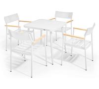 Oviala Mesa de jardín y 4 sillas de aluminio/madera blanco