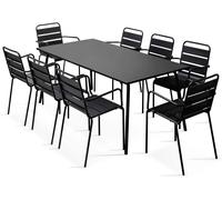 Oviala Mesa de jardín y 8 sillas de metal negro