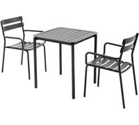 Oviala Mesa de terraza cuadrada (70 x 70 cm) y 2 sillones negros