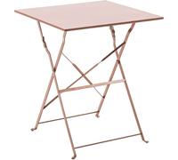 Oviala Mesa plegable de jardín tipo bistró de acero rosa empolvado