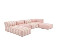 Oviala Mixi - Salón de jardín modulable a rayas de 5 plazas, color rosa