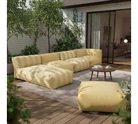 Oviala Mixi - Salón de jardín modular a rayas de 5 plazas, color amarillo claro