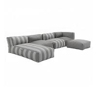 Oviala Mixi - Salón de jardín modular a rayas de 5 plazas, color gris