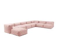 Oviala Mixi - Sofá esquinero modular 8 plazas, color rosa