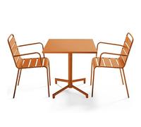 Oviala Palavas - Juego de mesa (70 cm, 2 sillones de jardín de metal Caramel