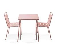 Oviala Palavas - Juego de mesa de jardín cuadrada y 2 sillas, color rosa