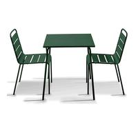 Oviala Palavas - Juego de mesa de jardín cuadrada y 2 sillas, color verde bosque