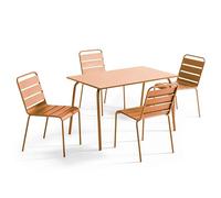 Oviala Palavas - Juego de mesa de jardín de metal y 4 sillas