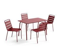 Oviala Palavas - Juego de mesa de jardín de metal y 4 sillas