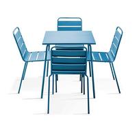 Oviala Palavas - Juego de mesa de jardín y 4 sillas de metal