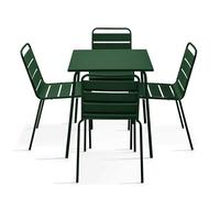 Oviala Palavas - Juego de mesa de jardín y 4 sillas de metal