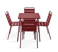 Oviala Palavas - Juego de mesa de jardín y 4 sillas de metal