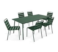 Oviala Palavas - Juego de mesa de jardín y 6 sillas de metal