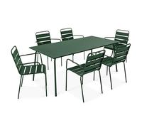 Oviala Palavas - Juego de mesa de jardín y 6 sillones de metal