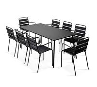 Oviala Palavas - Juego de mesa de jardín y 8 sillones de metal