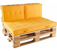 Oviala Paquete de muebles de jardín de palets y cojines amarillos