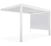 Oviala Pérgola bioclimática adosada blanca de 3x4m y 1 toldo de 2,66x2,4m