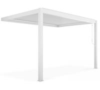 Oviala Pérgola bioclimática adosada blanca de aluminio de 3x4 m