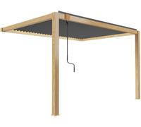 Oviala Pérgola bioclimática adosada de 3 x 4m gris con decoración en madera