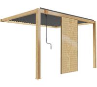 Oviala Pérgola bioclimática adosada de 3 x 4m gris en madera con 1 mampara