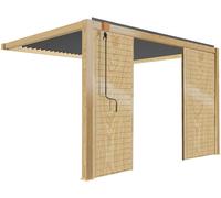 Oviala Pérgola bioclimática adosada de 3 x 4m gris en madera y 2 mamparas