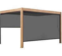 Oviala Pérgola bioclimática adosada de 3x4m y 2 persianas de madera gris